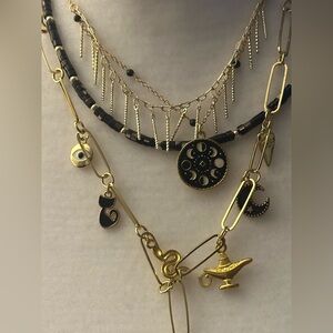 Black and Gold multi-chain necklace